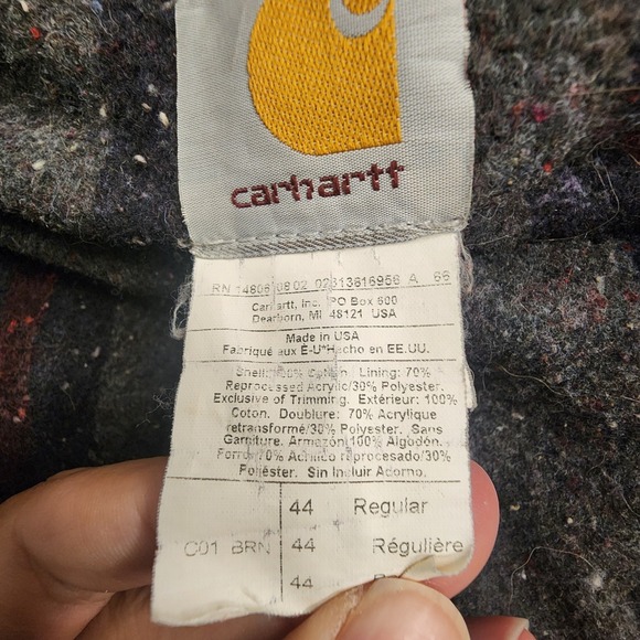 Vintage Carhartt JQ186 Quilted Coat Jacket Mens Size 44 Union Made In The USA - Picture 4 of 16